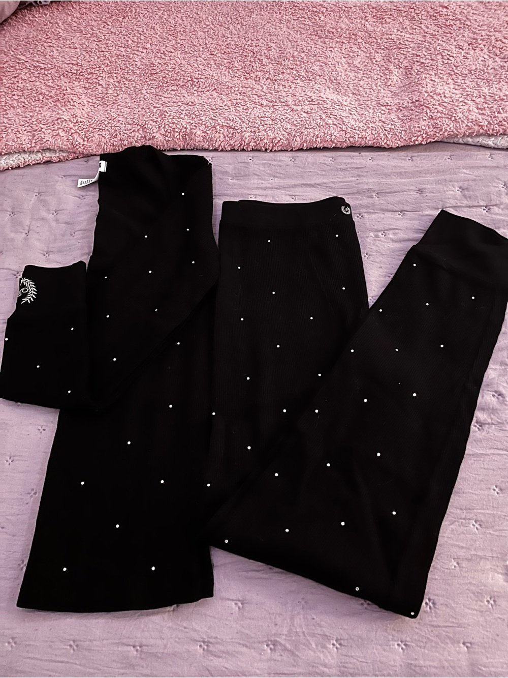 Victoria's Secret PINK Black Ribbed Leggings Duo